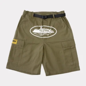 Corteiz Alcatraz Cargo Shorts - Khaki Green